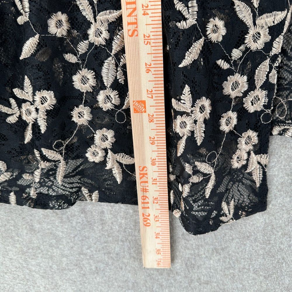 Catherines Cardigan Womens 2XWP Black Ivory Lace Embroidered Boho Cover Up - Picture 6 of 9
